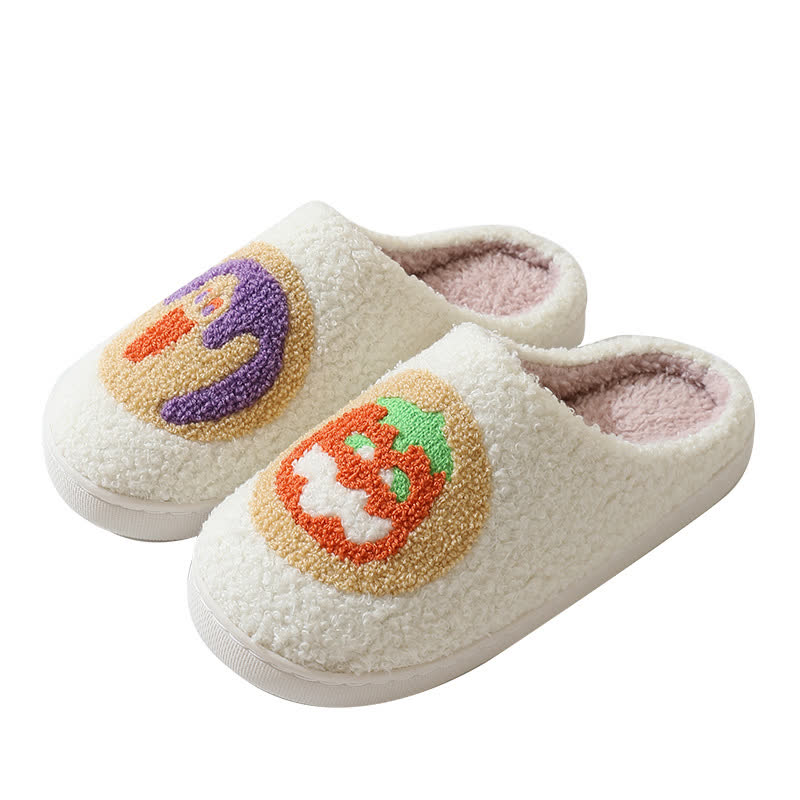Cartoon Pumpkin Print Fluffy Home Slippers - image 4