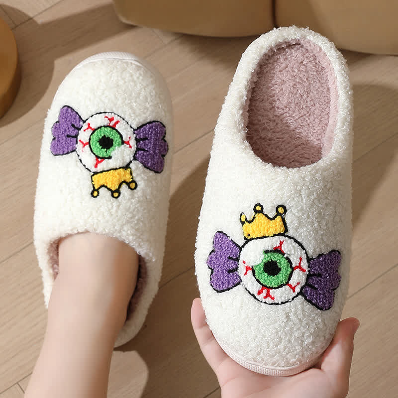Funny Eye Print Fluffy Home Slippers - image 1