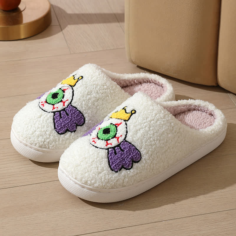 Funny Eye Print Fluffy Home Slippers - White - EU43-44(US9-10) - image 4