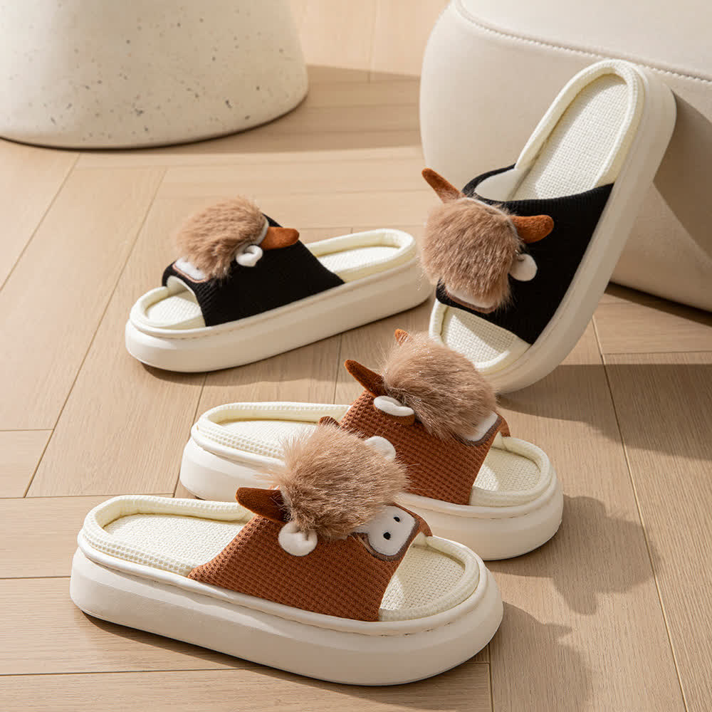 Cute Cartoon Indoor Home Linen Slippers