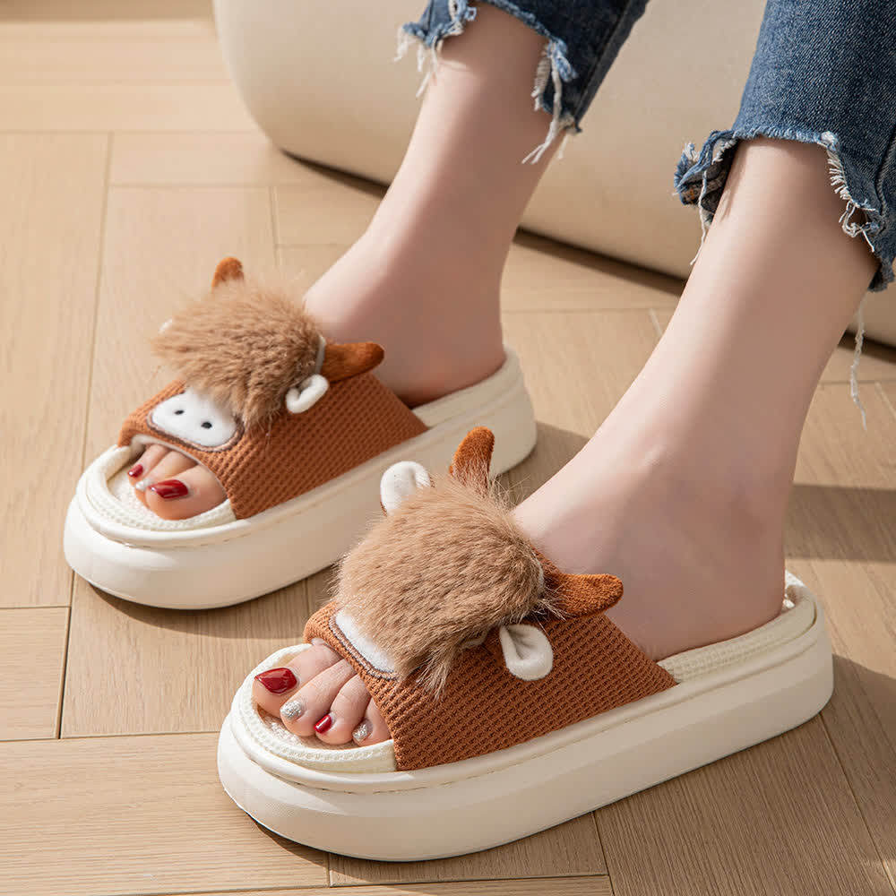 Cute Cartoon Indoor Home Linen Slippers