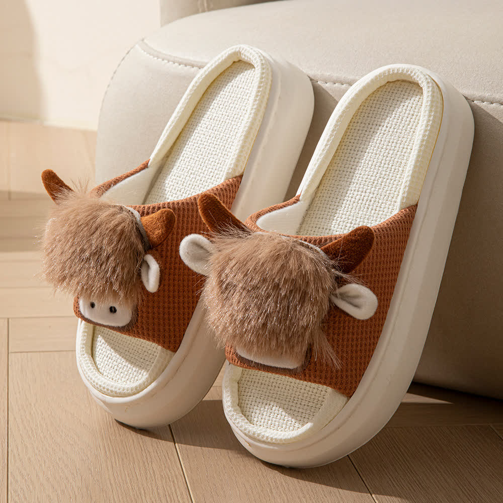Cute Cartoon Indoor Home Linen Slippers