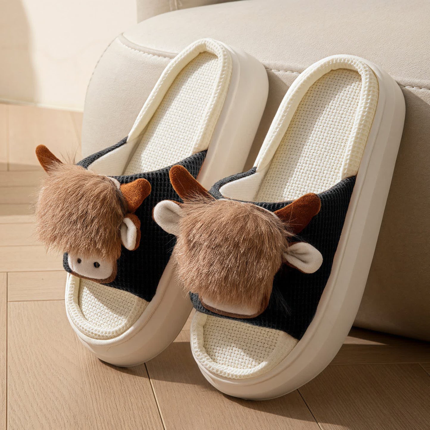 Cute Cartoon Indoor Home Linen Slippers