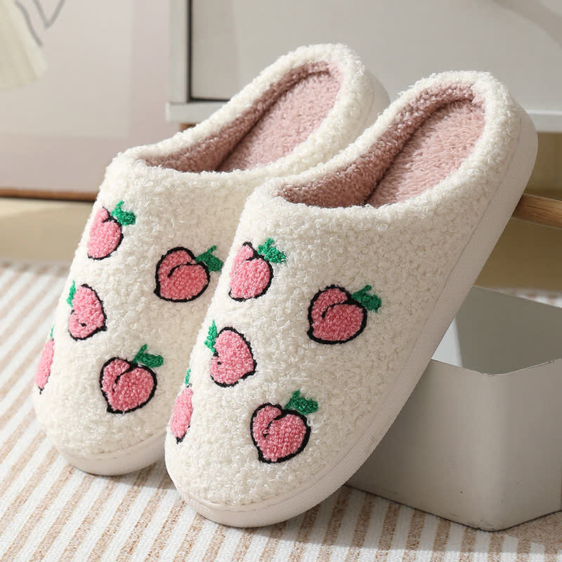 Cartoon Fruit Print Fluffy Home Slippers - Peach - EU43-44(US9-10) - image 10
