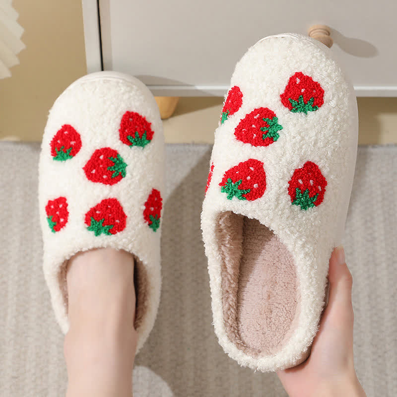 Cartoon Fruit Print Fluffy Home Slippers - image 3