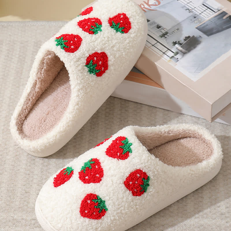 Cartoon Fruit Print Fluffy Home Slippers - image 6
