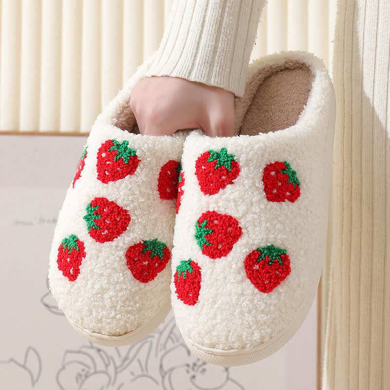 Cartoon Fruit Print Fluffy Home Slippers - image 7