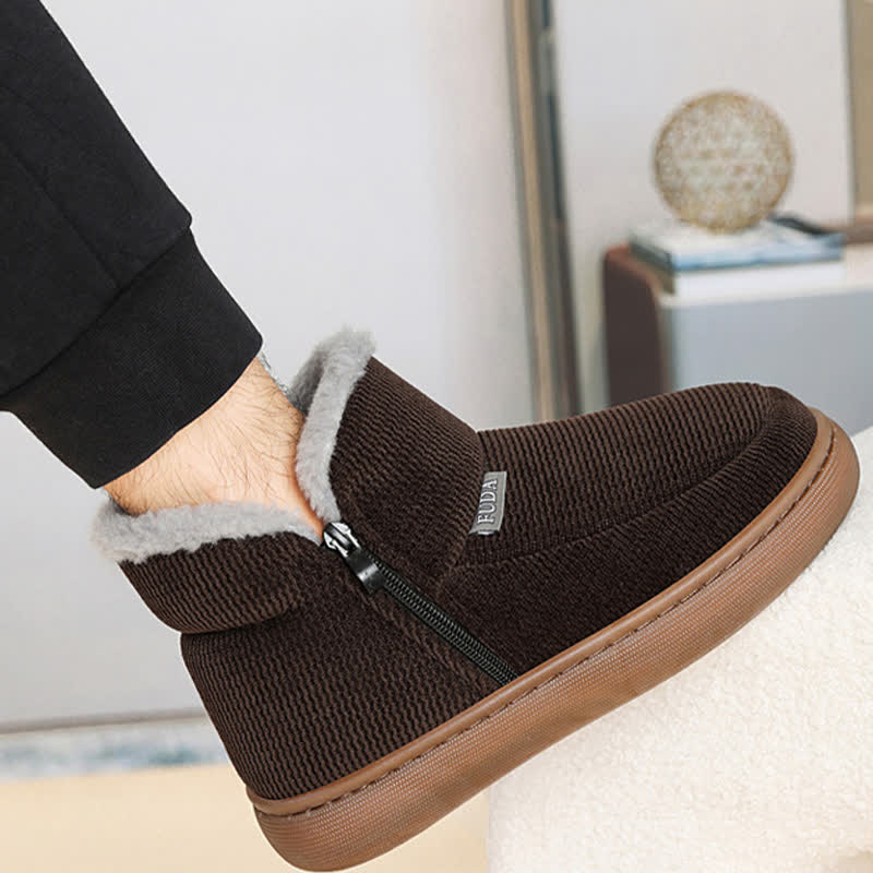 Plus Size Zipper Solid Color Warm Slippers - image 10