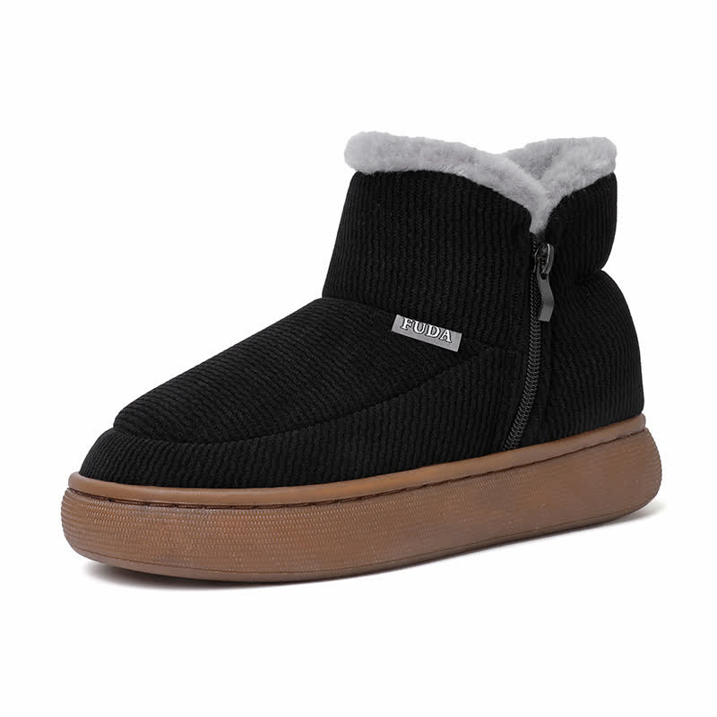 Plus Size Zipper Solid Color Warm Slippers - image 8