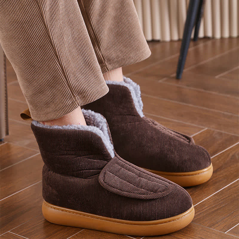 Plus Size Solid Color Velcro Warm Slippers - image 6