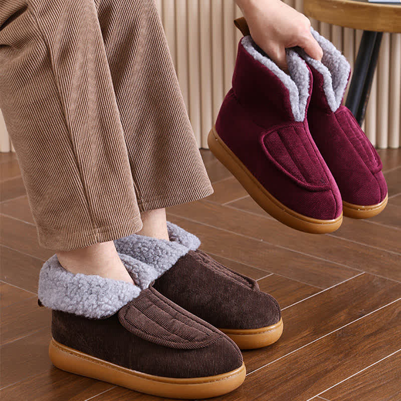 Plus Size Solid Color Velcro Warm Slippers - image 3