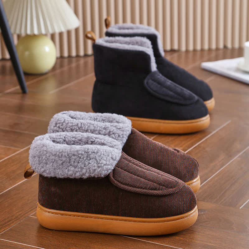 Plus Size Solid Color Velcro Warm Slippers - image 4