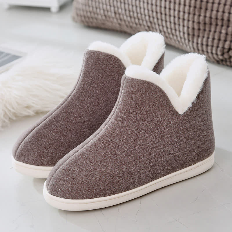 Solid Color High Top Warm Slippers - Grey - EU45-46(US11-12) - image 17