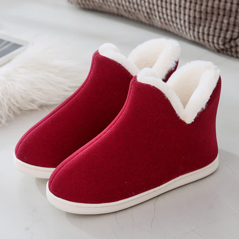 Solid Color High Top Warm Slippers - Red - EU39-40(US6-7) - image 9