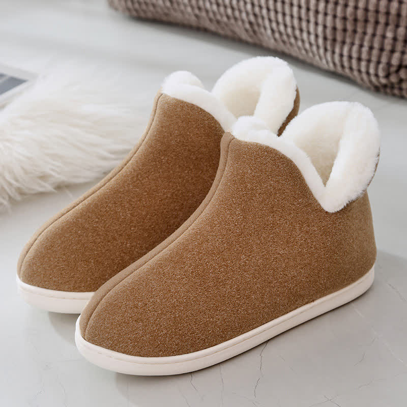 Solid Color High Top Warm Slippers - Brown - EU45-46(US11-12) - image 19