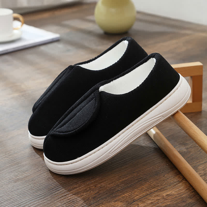 Plus Size Non-Slip Velcro Warm Slippers - Black - EU46-47(US12-12.5) - image 11