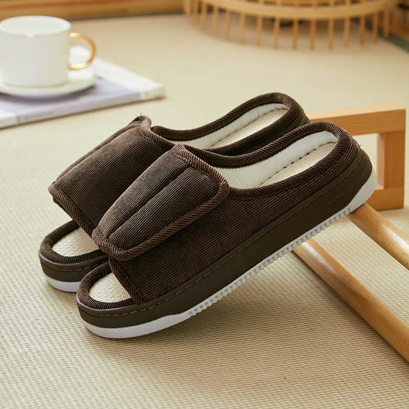 Plus Size Easy On Velcro Non-slip Slippers - Brown - EU46-47(US12-12.5) - image 7