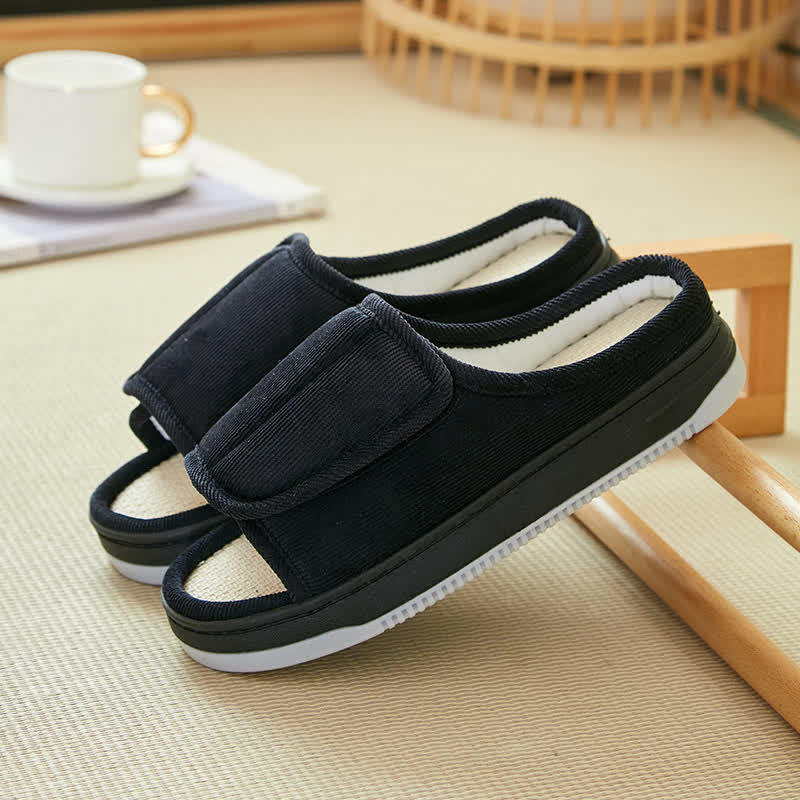 Plus Size Easy On Velcro Non-slip Slippers - Black - EU46-47(US12-12.5) - image 14