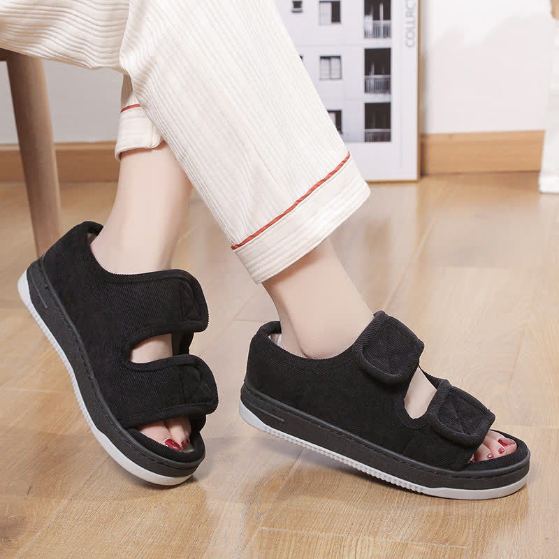 Plus Size Adjustable Non-Slip Slippers - Black - EU47-48(US12-13) - image 9