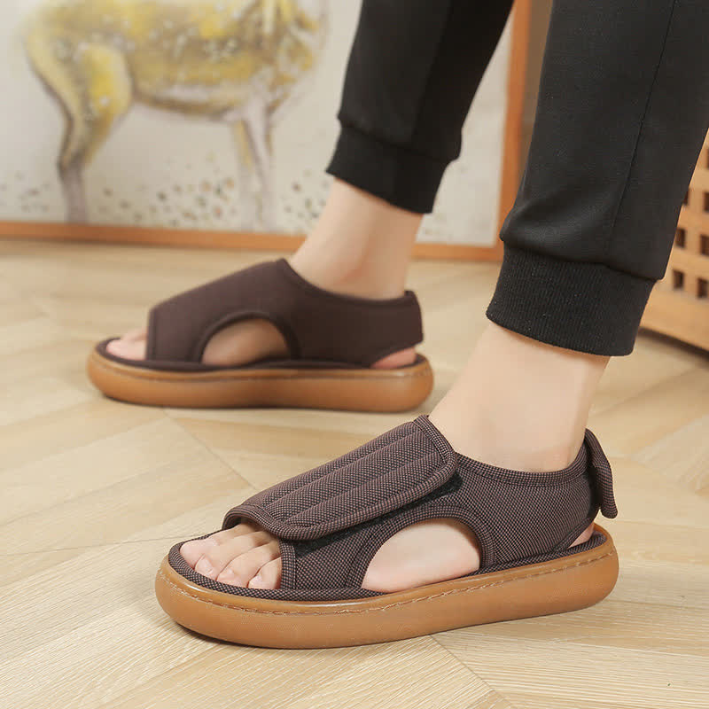 Plus Size Adjustable Easy On Non-slip Slippers - Coffee - EU47-48(US12-13) - image 13