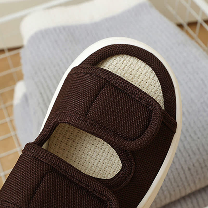 Plus Size Adjustable Velcro Non-slip Linen Slippers - image 7