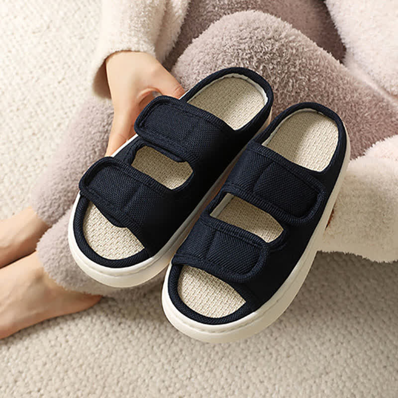 Plus Size Adjustable Velcro Non-slip Linen Slippers - image 14