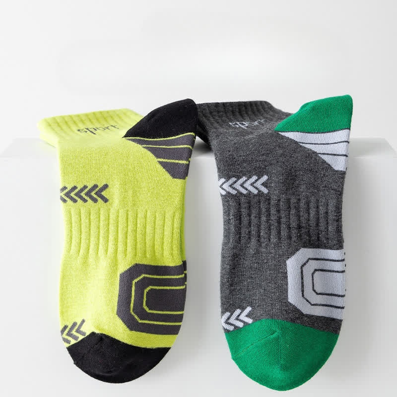 Color Block Arrow Letter  Ankle Compression Socks(5 Pairs)