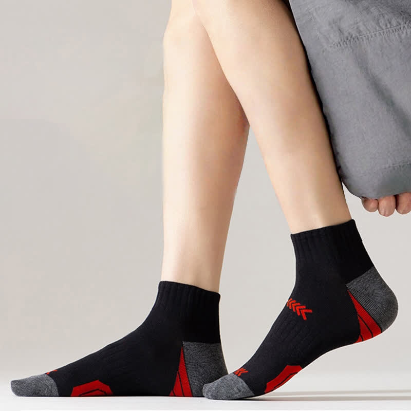 Color Block Arrow Letter  Ankle Compression Socks(5 Pairs)