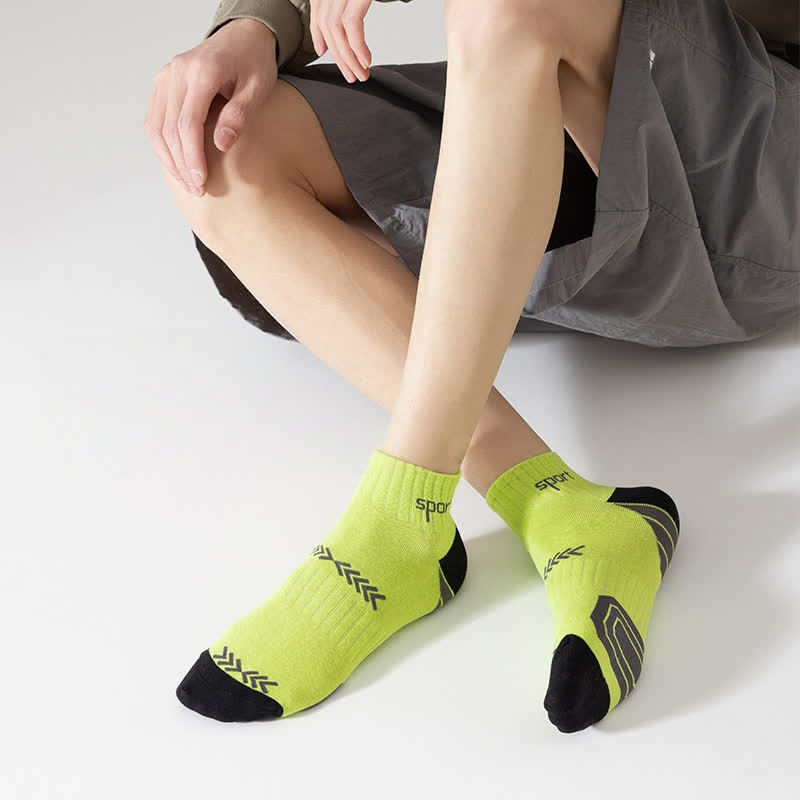 Color Block Arrow Letter  Ankle Compression Socks(5 Pairs)