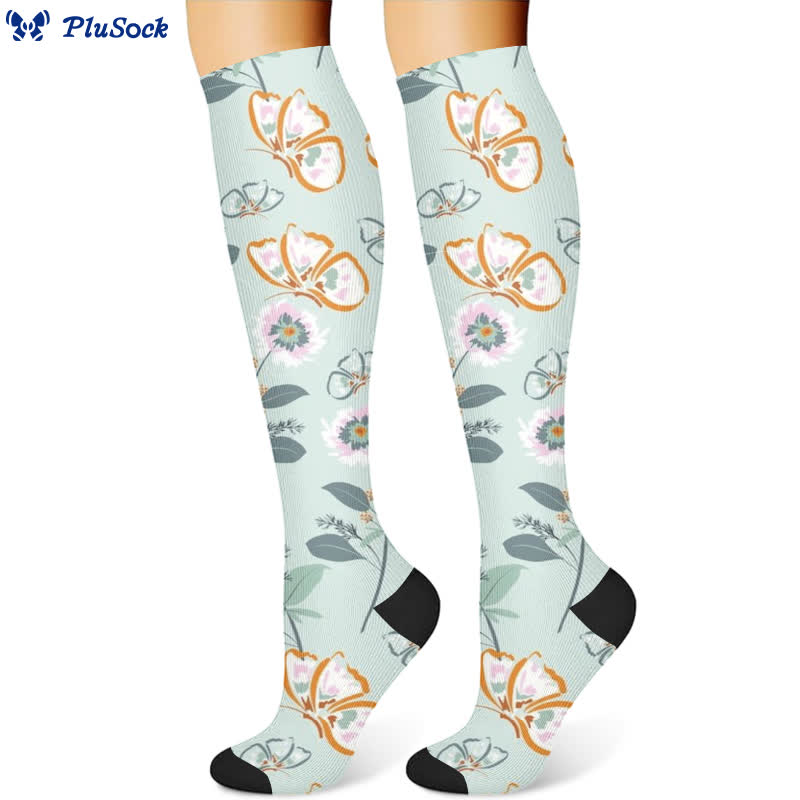 Fresh Butterfly Floral Compression Socks(3 Pairs) - image 4