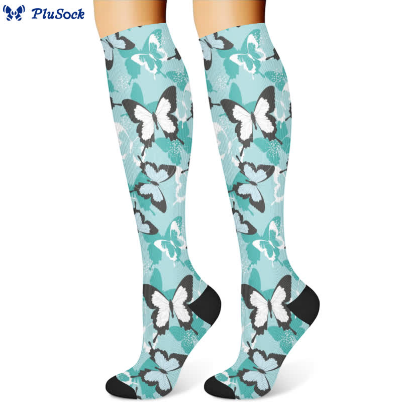 Fresh Butterfly Floral Compression Socks(3 Pairs) - image 3