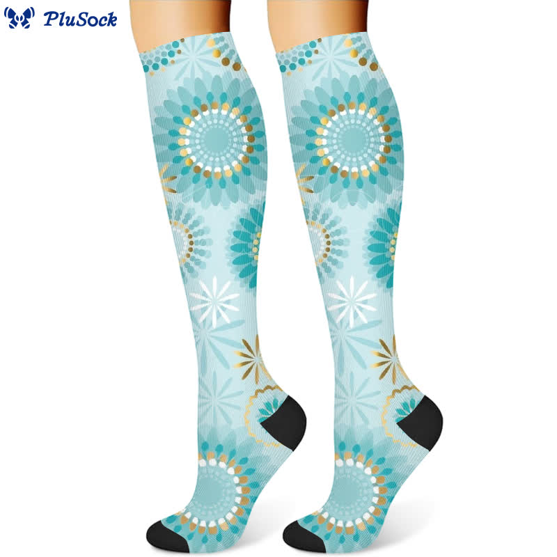Feather Diamond Print Compression Socks(3 Pairs) - image 4