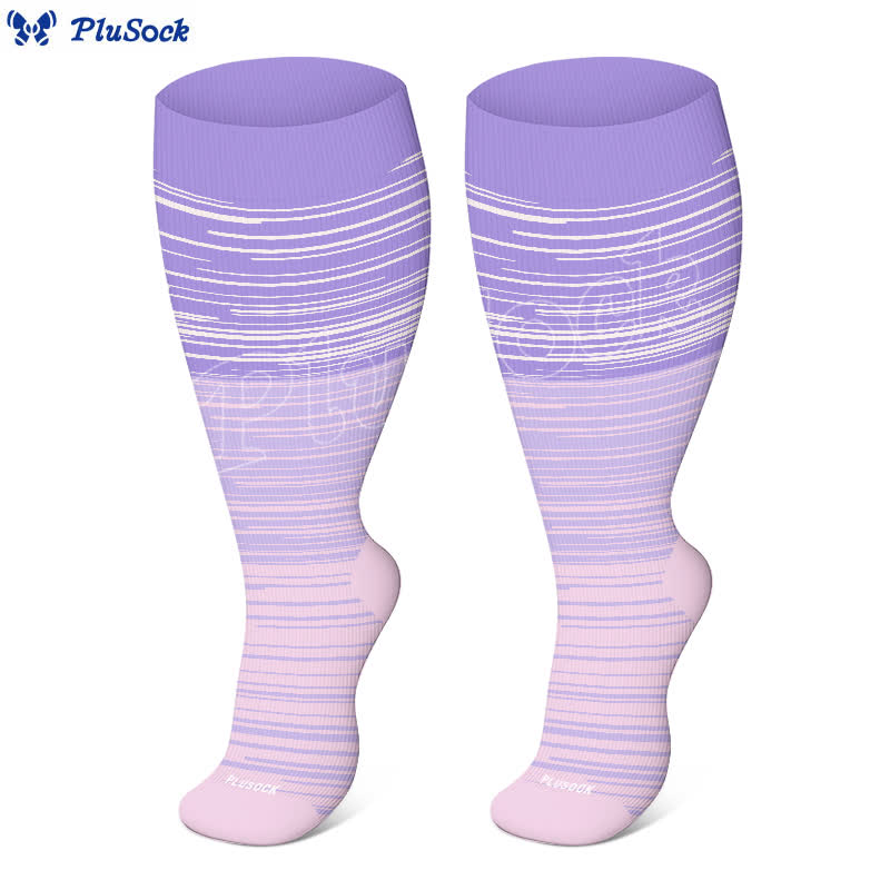 Plus Size Gradient Striped Compression Socks - image 2