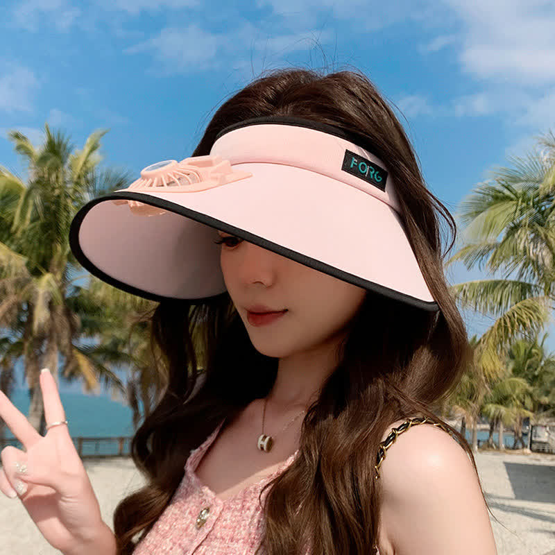 Outdoor Rechargeable Fan Visor Hat(2 Packs) - Pink - One Size - image 3