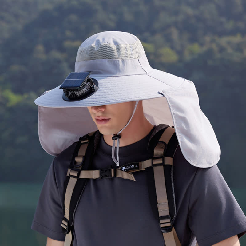 Outdoor Rechargeable Fan Bucket Hat with Neck Flap - image 10