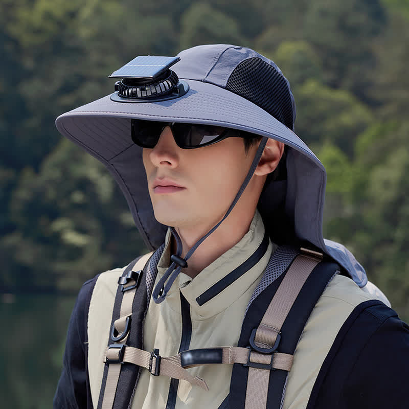 Outdoor Rechargeable Fan Breathable Bucket Hat(2 Packs) - Dark Grey - One Size - image 1