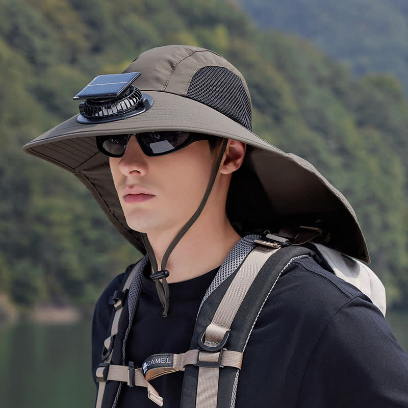 Outdoor Rechargeable Fan Breathable Bucket Hat(2 Packs) - Army Green - One Size - image 6