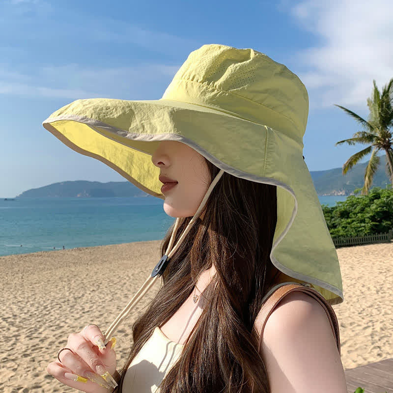 Wide Brim Sun Hat with Neck Flap(2 Packs) - Yellow - One Size - image 6
