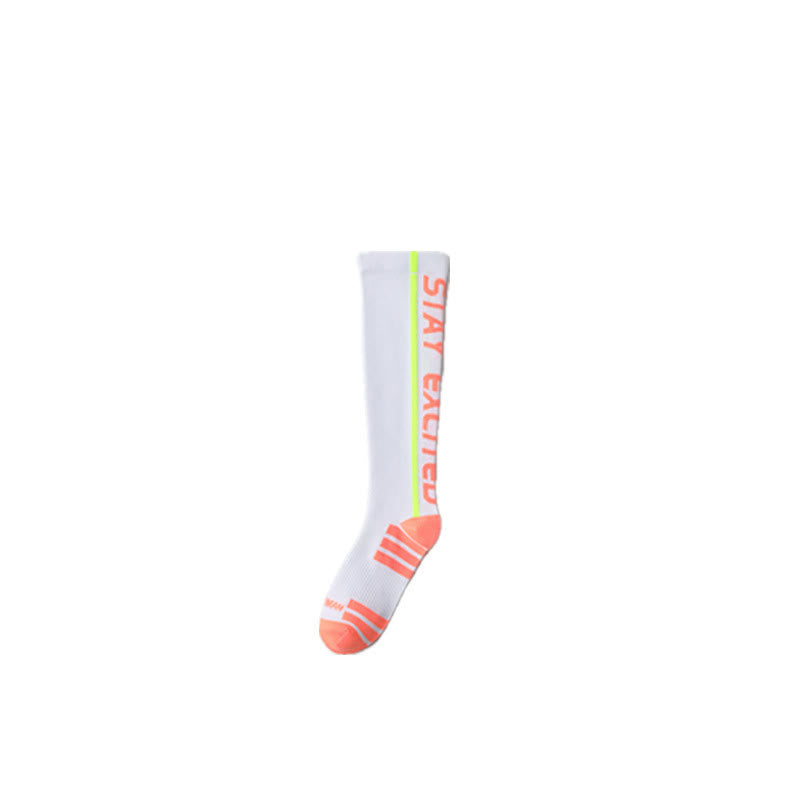 Bright Letter Print Compression Knee High Socks(4 Pairs)