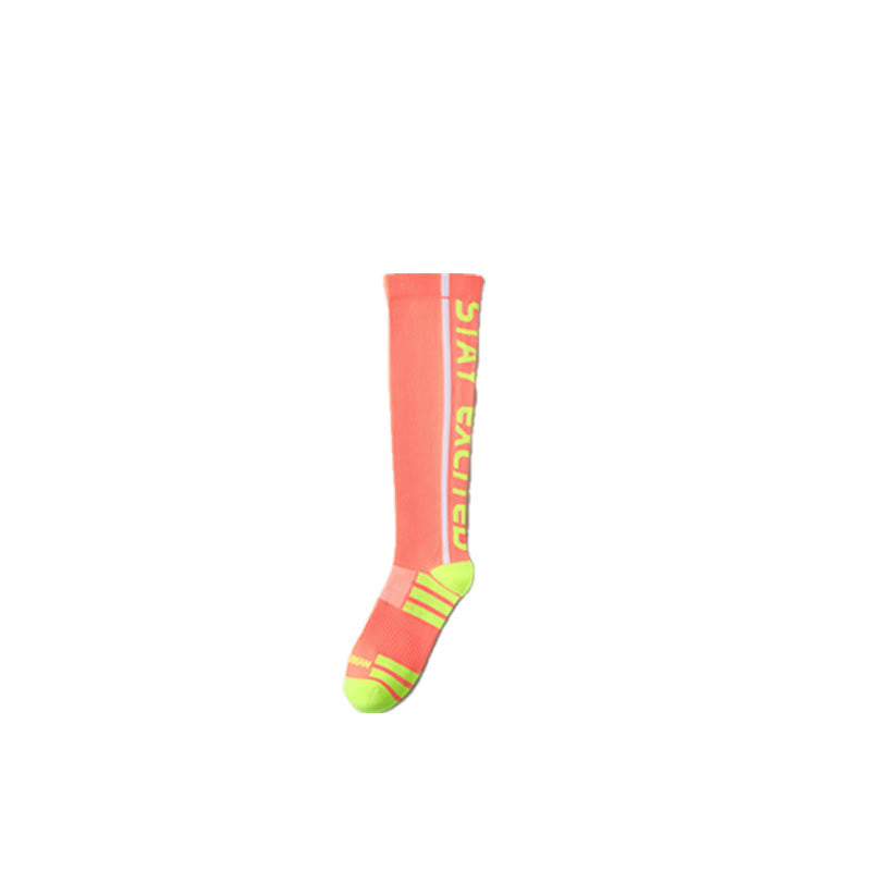 Bright Letter Print Compression Knee High Socks(4 Pairs)