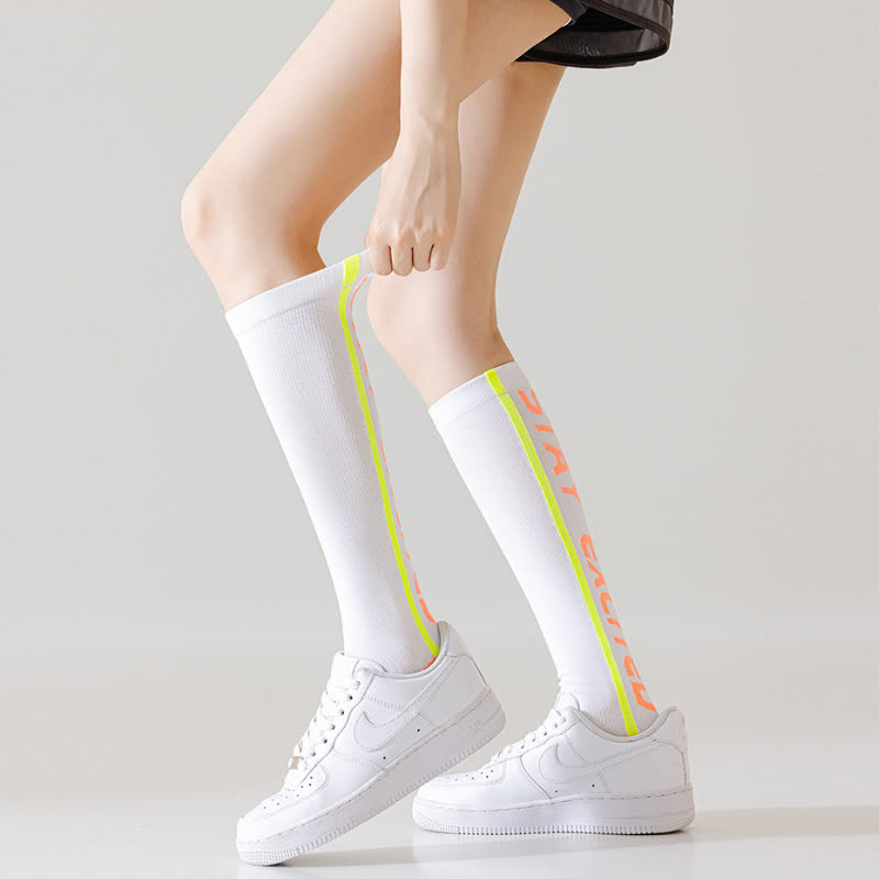 Bright Letter Print Compression Knee High Socks(4 Pairs)