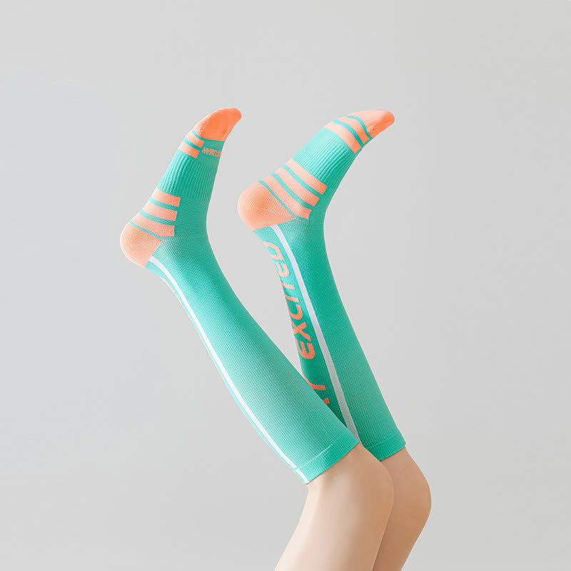 Bright Letter Print Compression Knee High Socks(4 Pairs)