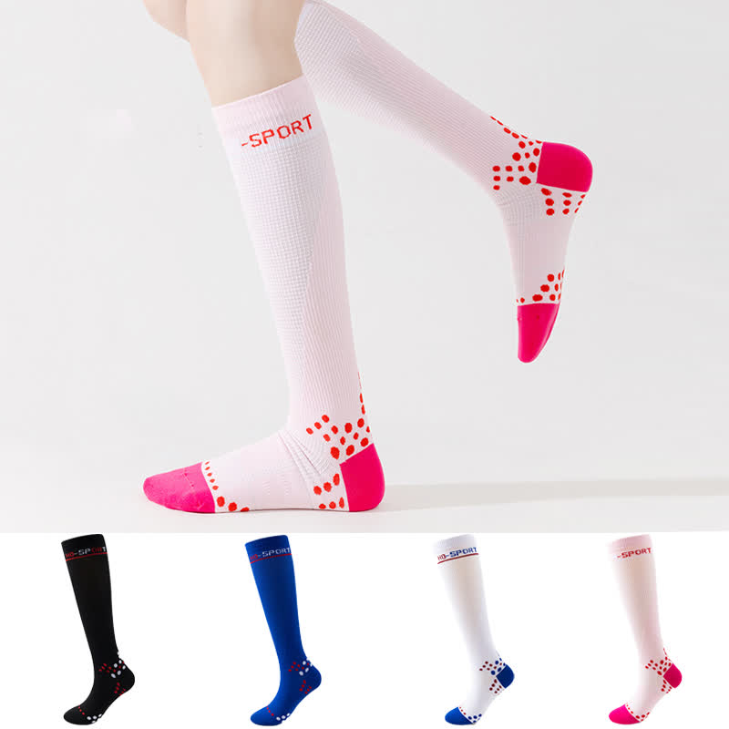 Geometric Pattern Compression Knee High Socks(4 Pairs)