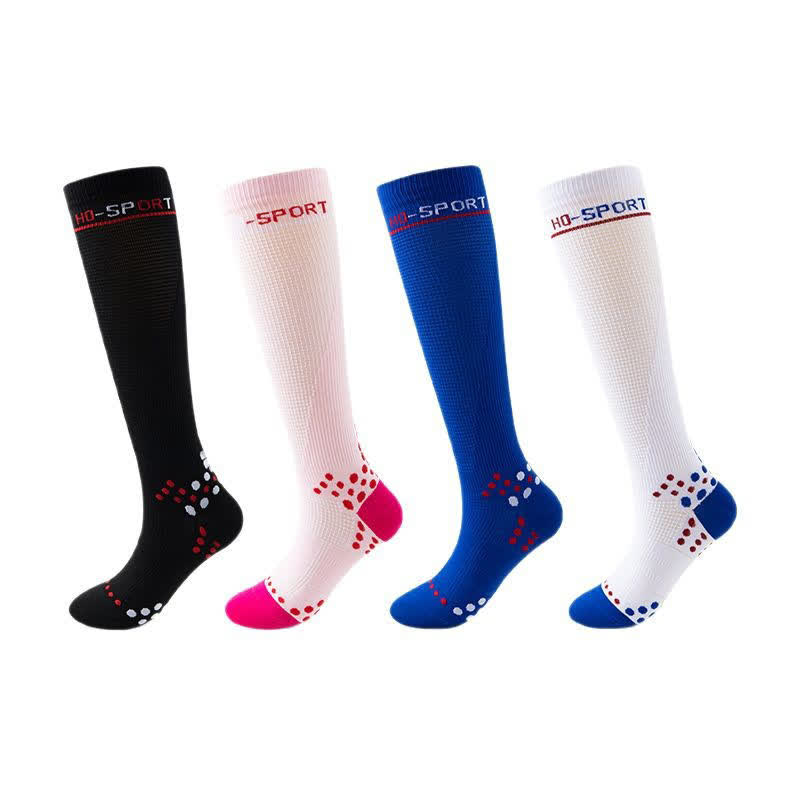 Geometric Pattern Compression Knee High Socks(4 Pairs)
