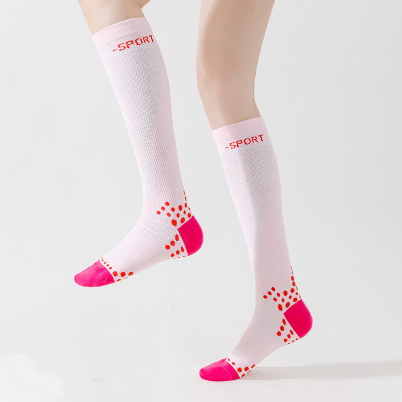 Geometric Pattern Compression Knee High Socks(4 Pairs)