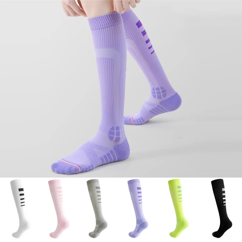 Irregular Stripe Compression Knee High Socks(6 Pairs)