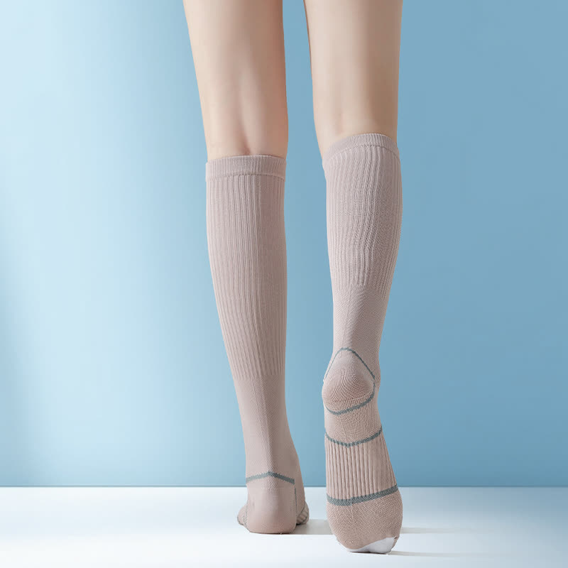 Solid Color Sports Compression Knee High Socks(6 Pairs)