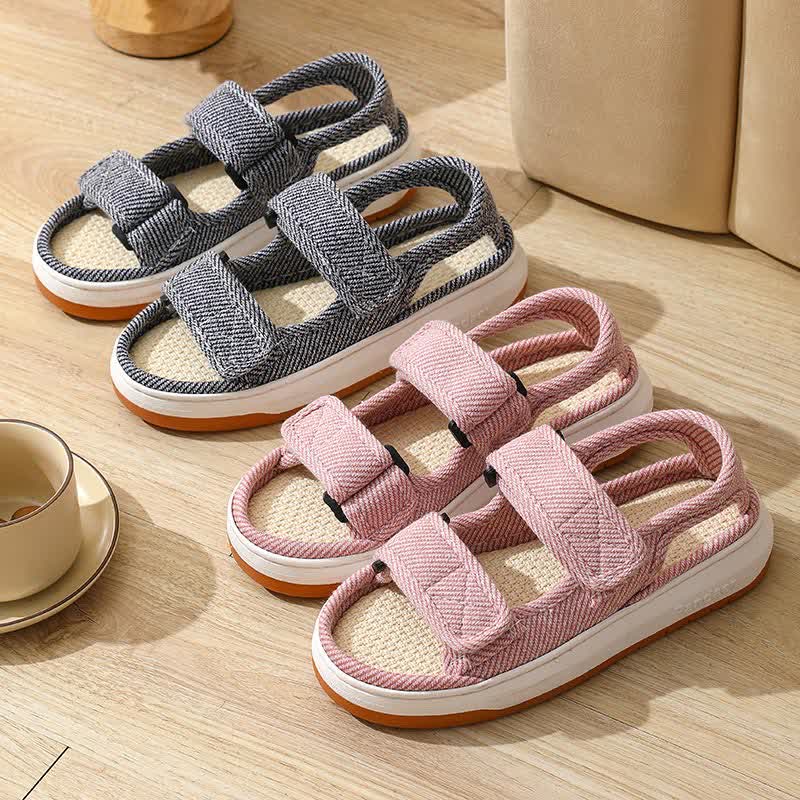 Breathable Non-Slip Linen Velcro Sandals - image 3