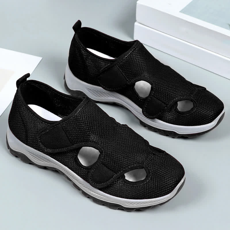Breathable Casual Velcro Adjustable Slippers - Black - EU41(US7.5) - image 2