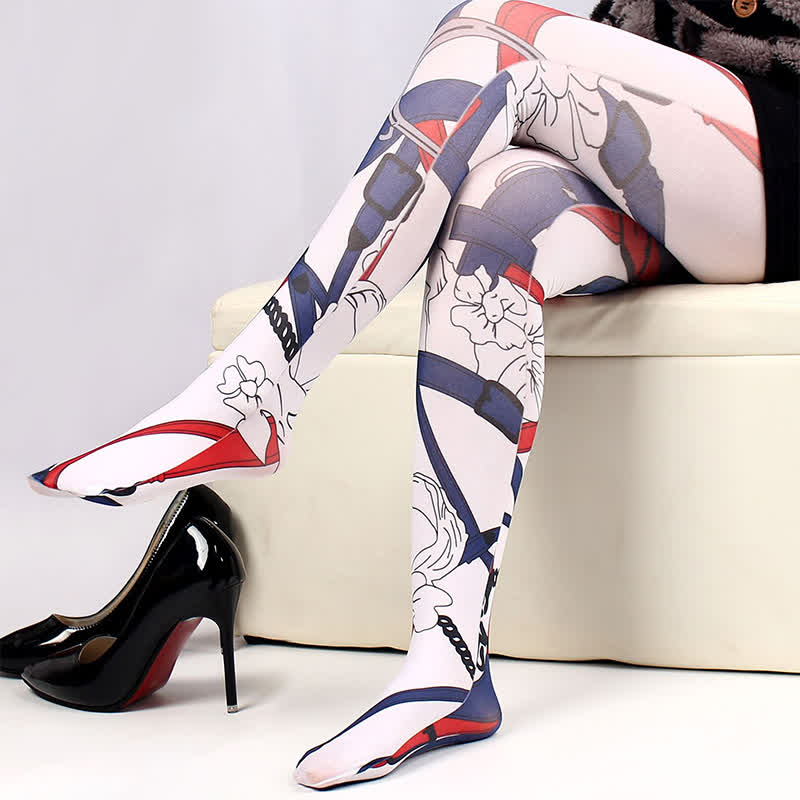 Floral Butterfly Print Pantyhose - image 5
